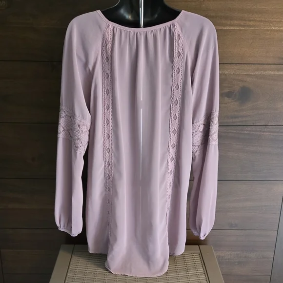 BKE Size M Purple Embroidered Blouse Tunic - Picture 3 of 9